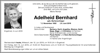 Traueranzeige von Adelheid Bernhard von Memminger Zeitung
