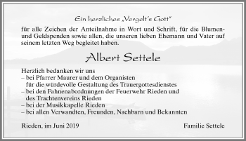 Traueranzeige von Alben Seffele von Allgäuer Zeitung, Füssen