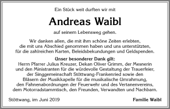 Traueranzeige von Andreas Waibl von Allgäuer Zeitung, Kaufbeuren/Buchloe