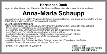 Traueranzeige von Anna-Maria Schaupp von Memminger Zeitung