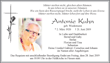 Traueranzeige von Antonie Kuhn von Allgäuer Zeitung