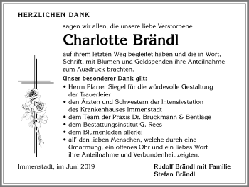 Traueranzeige von Charlotte Brändl von Allgäuer Anzeigeblatt