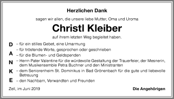 Traueranzeige von Christi Kleiber von Memminger Zeitung