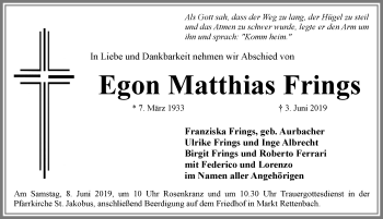 Traueranzeige von Egon Matthias Frings von Allgäuer Zeitung, Marktoberdorf