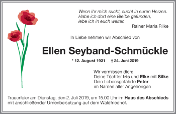 Traueranzeige von Ellen Seyband-Schmückle von Memminger Zeitung