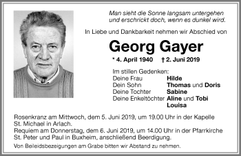 Traueranzeige von Georg Gayer von Memminger Zeitung