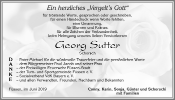 Traueranzeige von Georg Sutter von Allgäuer Zeitung, Füssen