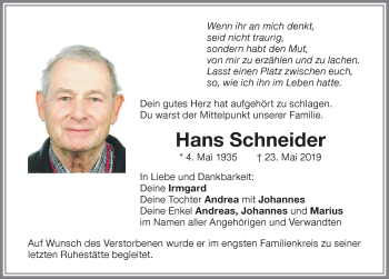 Traueranzeige von Hans Schneider von Allgäuer Zeitung,Kempten