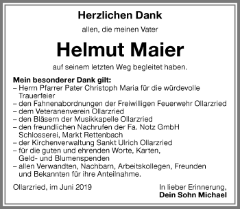 Traueranzeige von Helmut Maier von Memminger Zeitung