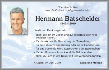 Traueranzeige von Hermann Batscheider von Allgäuer Zeitung,Kempten