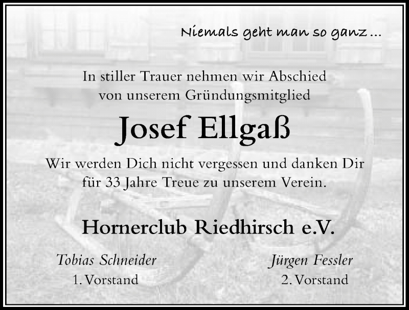  Traueranzeige für Josef Ellgaß vom 12.06.2019 aus Der Westallgäuer