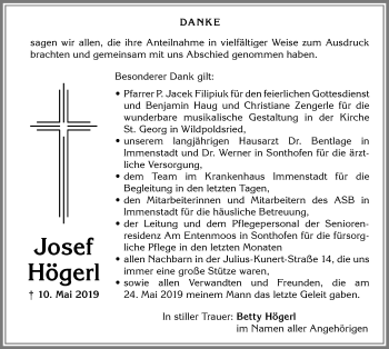 Traueranzeige von Josef Högerl von Allgäuer Zeitung