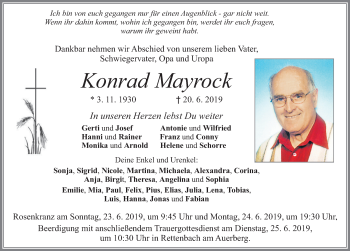 Traueranzeige von Konrad Mayrock von Allgäuer Zeitung, Marktoberdorf
