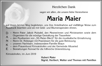 Traueranzeige von Maria Maier von Allgäuer Zeitung,Kempten