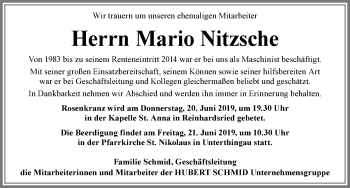 Traueranzeige von Mario Nitzsche von Allgäuer Zeitung, Marktoberdorf