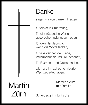 Traueranzeige von Martin Zürn von Der Westallgäuer