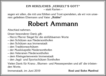 Traueranzeige von Robert Ammann von Allgäuer Anzeigeblatt
