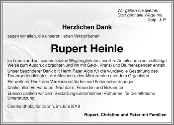 Traueranzeige von Rupert Heinle von Memminger Zeitung