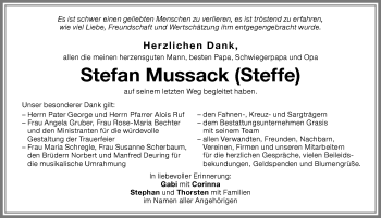 Traueranzeige von Stefan Mussack von Memminger Zeitung