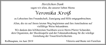 Traueranzeige von Veronika Kroiß von Allgäuer Zeitung, Füssen