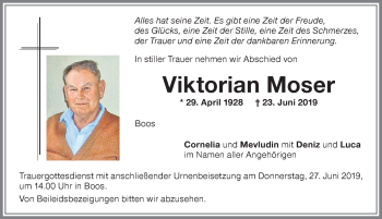 Traueranzeige von Viktorian Moser von Memminger Zeitung