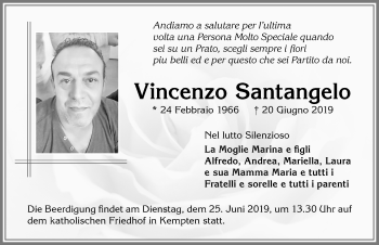 Traueranzeige von Vincenzo Santangelo von Allgäuer Zeitung,Kempten