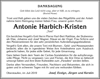Traueranzeige von Antonie Harbich-Kristen von Allgäuer Anzeigeblatt