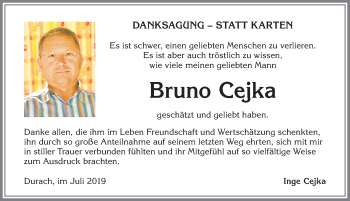Traueranzeige von Bruno Cejka von Allgäuer Zeitung,Kempten