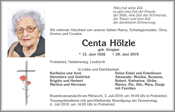 Traueranzeige von Centa Hölzle von Allgäuer Zeitung,Kempten