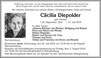 Traueranzeige von Cäcilia Diepolder von Allgäuer Zeitung, Marktoberdorf