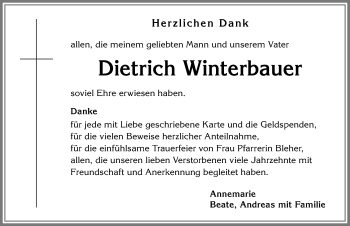 Traueranzeige von Dietrich Winterbauer von Allgäuer Anzeigeblatt