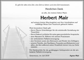 Traueranzeige von Herbert Mair von Allgäuer Zeitung,Kempten