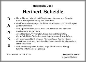 Traueranzeige von Heribert Scheidle von Allgäuer Anzeigeblatt