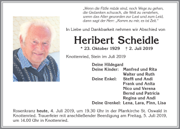 Traueranzeige von Heribert Scheidle von Allgäuer Anzeigeblatt