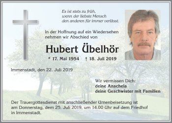 Traueranzeige von Hubert Übelhör von Allgäuer Anzeigeblatt