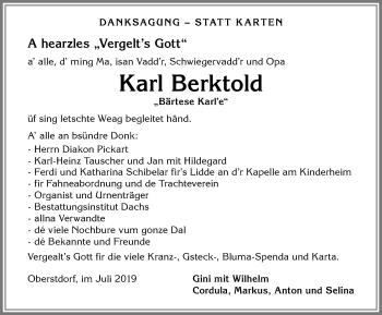 Traueranzeige von Karl Berktold von Allgäuer Anzeigeblatt