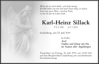 Traueranzeige von Karl-Heinz Sillack von Der Westallgäuer