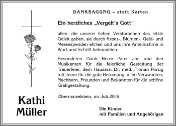 Traueranzeige von Kathi Müller von Allgäuer Anzeigeblatt