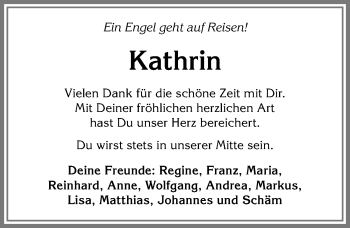 Traueranzeige von Kathrin  von Allgäuer Anzeigeblatt