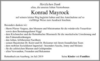 Traueranzeige von Konrad Mayrock von Allgäuer Zeitung, Marktoberdorf