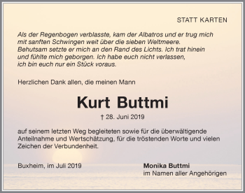 Traueranzeige von Kurt Buttmi von Memminger Zeitung