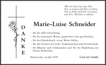 Traueranzeige von Marie-Luise Schneider von Allgäuer Zeitung,Kempten
