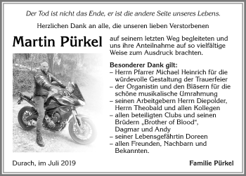 Traueranzeige von Martin Pürkel von Allgäuer Zeitung