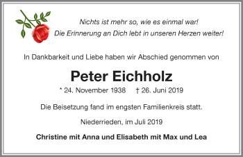 Traueranzeige von Peter Eichholz von Memminger Zeitung