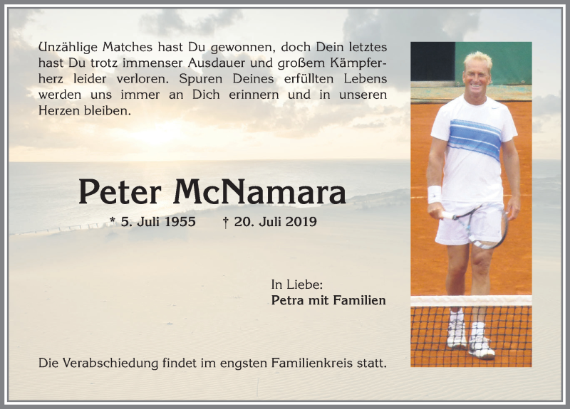  Traueranzeige für Peter McNamara vom 27.07.2019 aus Allgäuer Zeitung