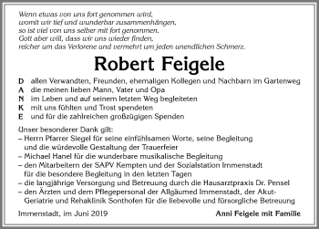 Traueranzeige von Robert Feigele von Allgäuer Anzeigeblatt
