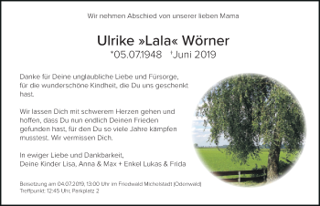 Traueranzeige von Ulrike Lala Wörner von Memminger Zeitung