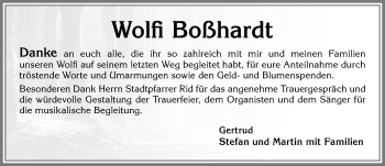 Traueranzeige von Wolfi Boßhardt von Allgäuer Zeitung, Marktoberdorf