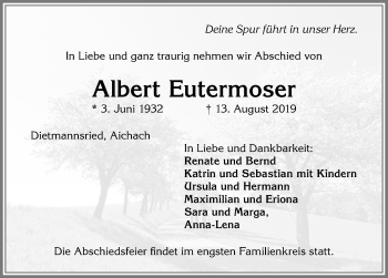 Traueranzeige von Albert Eutermoser von Allgäuer Zeitung,Kempten