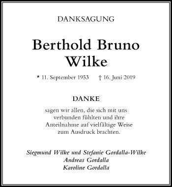Traueranzeige von Berthold Bruno Wilke von Der Westallgäuer